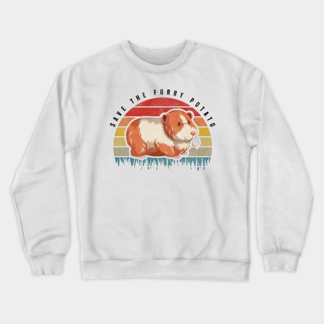 Save The Furry Potato, Retro Vintage Cute Hamster Crewneck Sweatshirt by BenTee